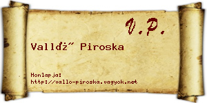 Valló Piroska névjegykártya